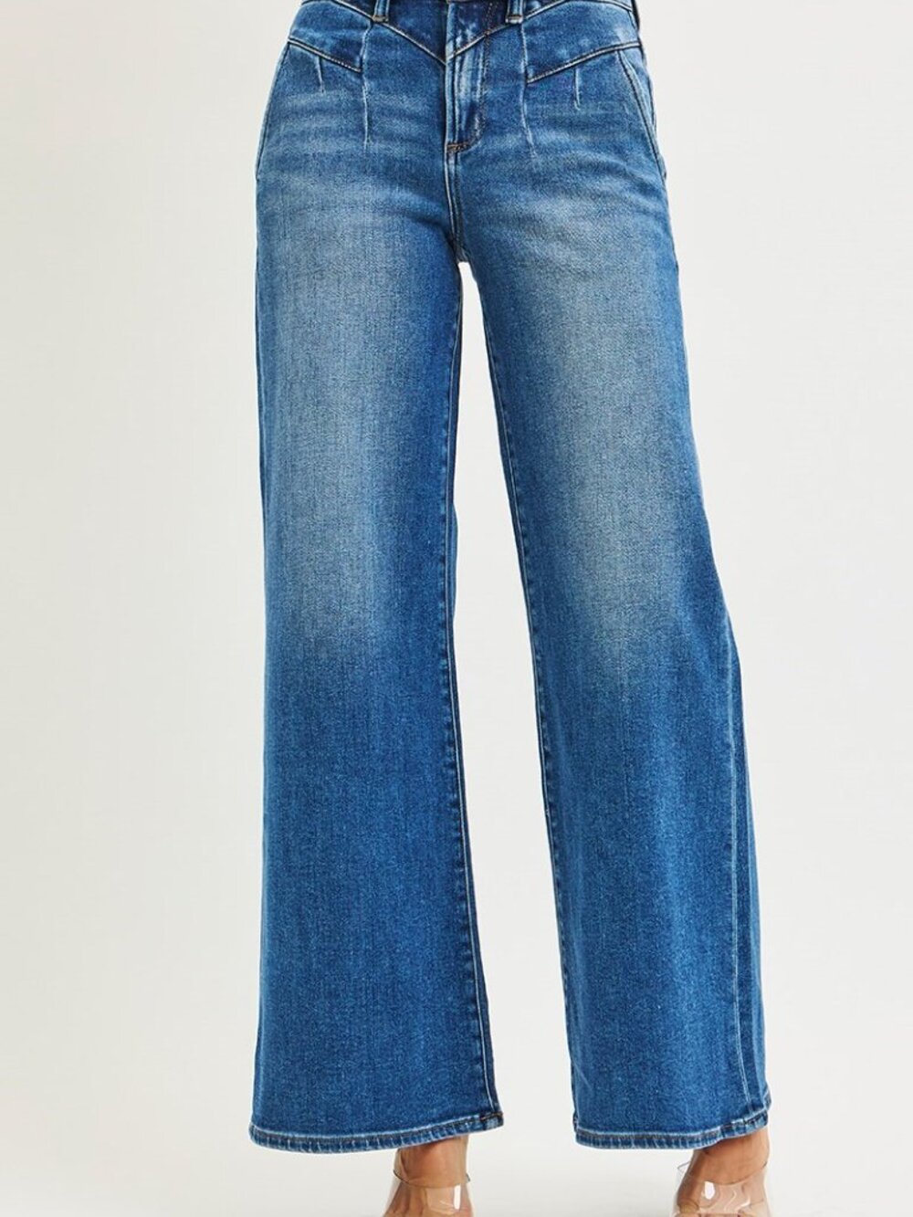 3-0426 Risen High Rise Wide leg retro denim jeans - Picture 3 of 6